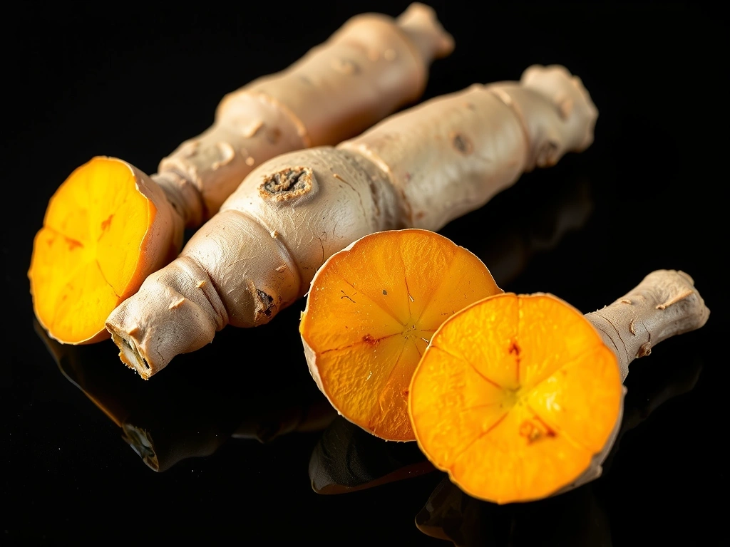 Vibrant rhizomes on a dark surface